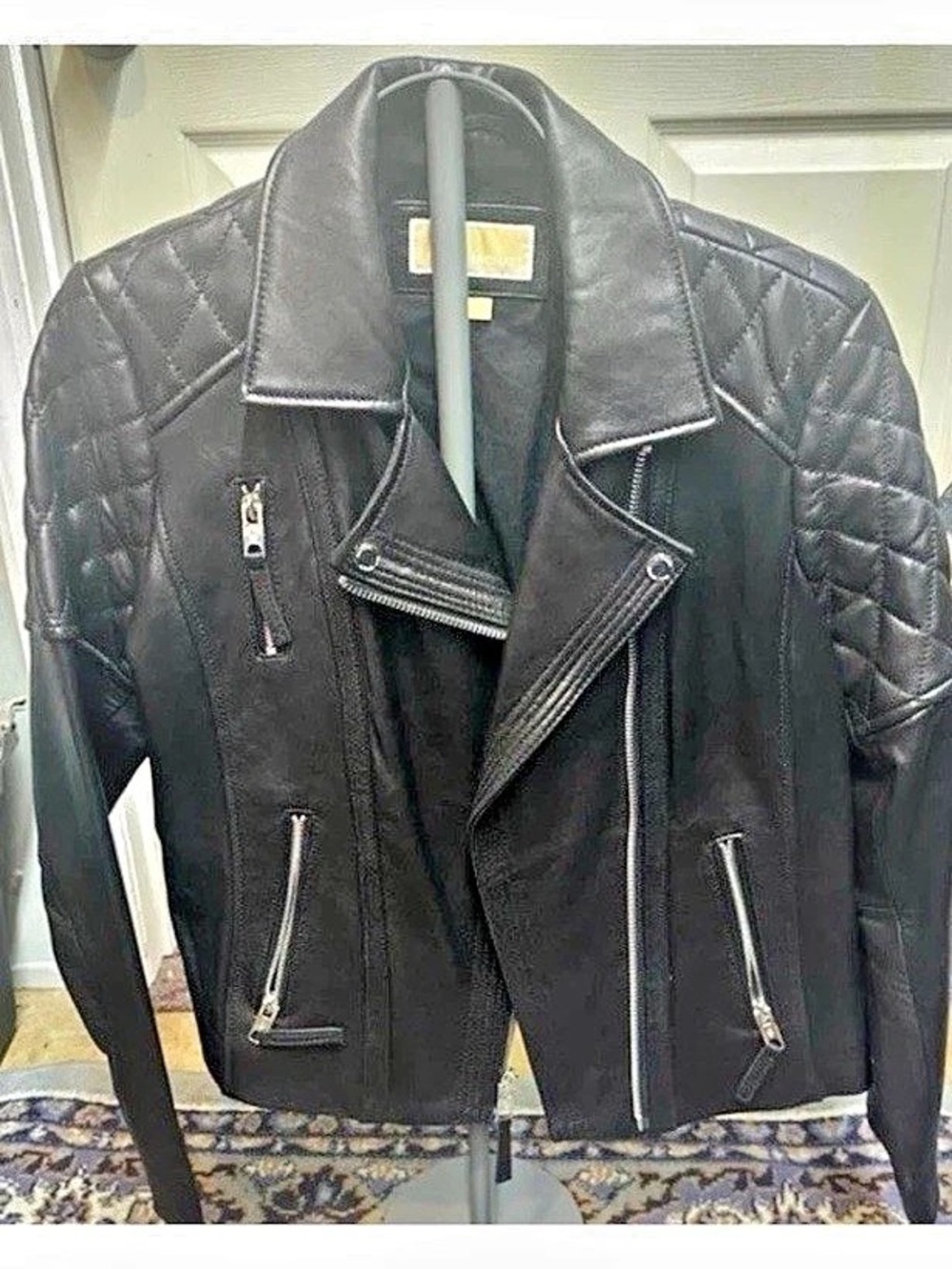 Michael Kors Quilted Leather Jacket in Black Like New